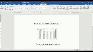 How to type large matrix in word 2016