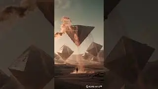 Ethereal Apocalyptic Horizon: Inverted Pyramids & Floating Mysteries 🌌⏳#EtherealScene, #Apocalyptic