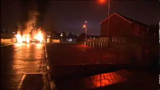 Bus set on fire amid flag violence