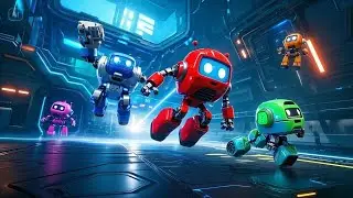 Five Little Robots on the Run | Fun Robot Song for Kids | Nursery Rhymes & Baby Songs