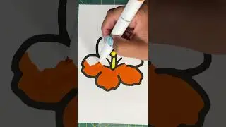 Reverse Coloring Orange Hibiscus Coloring Short #reversed #reversecoloring #hibiscus #satisfying