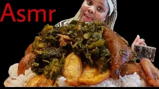 Asmr Mukbang, Rice, Vegetable stew and Plantain 😋