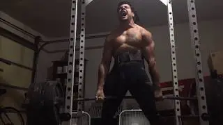 820 lb STRAPLESS Jefferson Below Knee Rack Pull