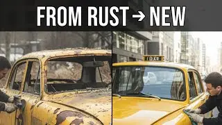 Abandoned Taxi Restoration ASMR | Rusty Old Yellow Taxi Reborn