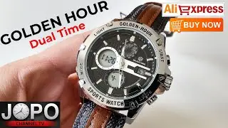 GOLDENHOUR GH-116 Fashion Army Military Watch Dual Time│Goldenhour Watch Review│Subtitles