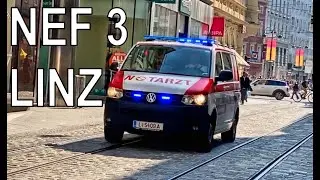 Einsatzfahrt NEF 3 des ASB Linz / DAUMEN HOCH / Linzer Landstra&szlig;e