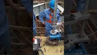 S Power line boring repair a ship flange, on-site machining solutions tools supplier.