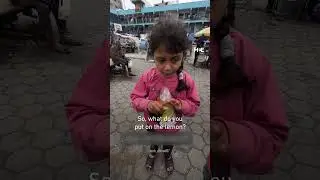 Palestinian girl in Gaza eats lemons with salt to cope with hunger