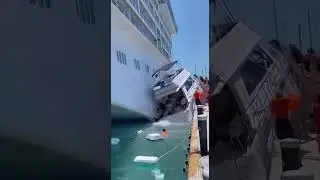 This yacht didn't survive the cruise ship #maritime #shocking