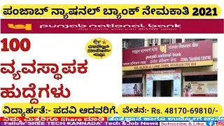 PNB Recruitment 2021| 100 Vacancies for Manager Posts| Punjab National Bank Jobs 2021|