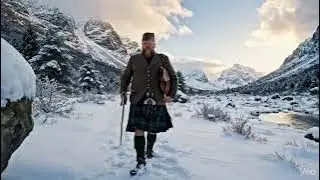 Scotsman Walking Wearing Kilt In Glen Mhiabhaig On Winter History Visit To North Harris Scotland