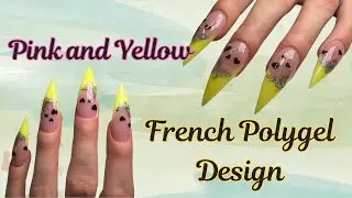 Pink and Yellow French Polygel Design