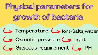 Physical parameters for growth of bacteria l Temp.,PH, Gaseous requirement, osmotic pressure.......