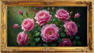 Soft Pink Roses 4K Frame TV Art | Bronze Frame TV Floral Ambience (2 Hours)