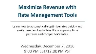 WEBINAR : Maximize Revenue with Rate Management Tools