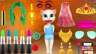 Talking tom billu dress lipstick taj sunglasses best colour cat makeup comedy video| @Magicstudio3