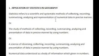 Application of statistics in Geography part 1