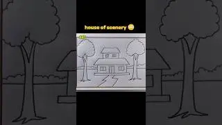 Easy House Scenery Drawing for Beginners 🎨 #shorts