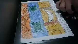 Coloring pages featuring images of sunrise over the river