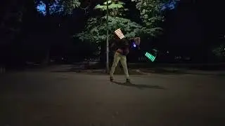 Testing new DIY LED Poi/prop design while playing with my dog song: Push it