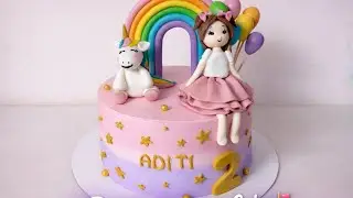 Rainbow Princess Cake 🎂 | Cute Unicorn Theme#RainbowPrincessCake#UnicornCake#BirthdayCakeDesigne