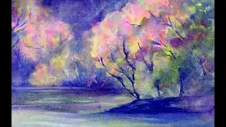 Loose Abstract Watercolor Landscape Painting Demo - how to paint expressively in watercolor
