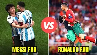 Messi Fan Moment vs Ronaldo Fan Moment | Pitch Invader | Ronaldo met Ishowspeed | Messi China fans |