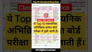 Exam में 100% पूछी जाने वाली Top 10 Chemical Reactions 😱🔥 | Class 10 Science #shorts #chemistryviews
