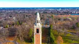 Carillon tower orbit by drone, time lapse