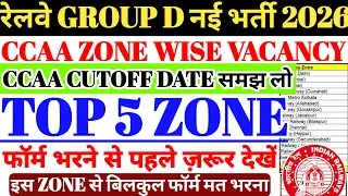 रेलवे GROUP D नई भर्ती 2026 |GROUP D CCAA ZONE WISE VACANCY🔥TOP 5 ZONE,CCAA CUTOFF DATE,GROUP D 2026