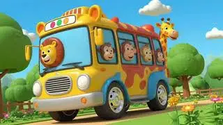 Wheels on The animal bus song for kids nursery rhymes