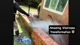 Mind Blowing Pressure Wash Transformation on a Brick Staircase 🤯with @SqueakyTsPressureCleaning
