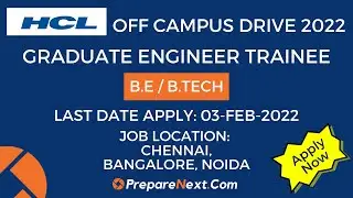 HCL Off Campus Drive 2022 | Graduate Engineer Trainee | IT Job | Engineering Job |Across India