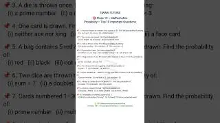 Top 10 important questions probability class 10 #boardexam #class10 #importantquestions