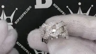 .925 Sterling Silver Sharp Cuban CZ Hip Hop Bling Ring VVS Simulated Diamonds Iced Out