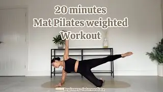 20 MINUTES ⏱️ MAT PILATES WEIGHTED WORKOUT - beginner - intermediate (optional 1kg had weights)