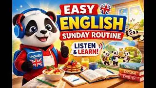 Easy English Listening Practice | Panda&rsquo;s Sunday Routine 🐼#kidstories #A2English #slowenglishstory