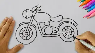 Very Simple Motor Bike Drawing - How to Draw a Motor Step by Step?