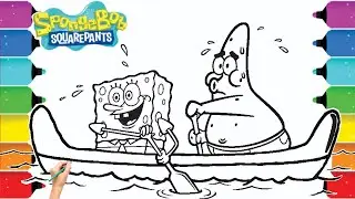 SpongeBob and Patrick ride a rowboat coloring pages