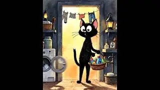 Laundry Cat - Funny Whimsical Story #LaundryCat #FunnyCatStory #WhimsicalAnimation #RelaxingArt