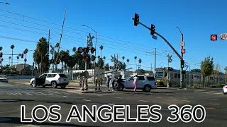 EXPOSITION BLVD ACCIDENT ON TRAIN TRACKS DOWNTOWN LOS ANGELES