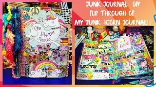 JUNK JOURNAL DIY / FLIP OF MY JUNKICORN JOURNAL!!! /AMANDA RANDOM