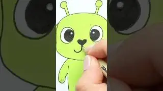 What's the EASIEST Way to Draw a Green Alien Dog #shorts #trend #kids