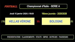 HELLAS V&Eacute;RONE - BOLOGNE : 16&egrave;me journ&eacute;e retard S&eacute;rie A - Match football - Saison 2025-2026