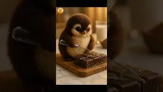 Baby Chocolate Penguin Slice & Sip Frozen Chocolate 🐧🍫❄️ #asmr #cute #satisfying #penguin #satispaws