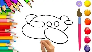 How To Draw cute Airplane Drawing, Painting & Coloring For Kids and Toddlers_🌈🎨