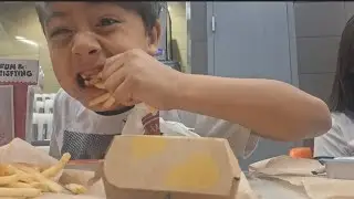 Little brother takes over my channel #funny #mukbang #mcdonalds #trending 