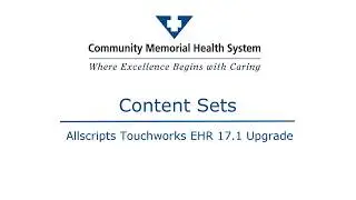 Allscripts EHR 17.1-  Content Sets
