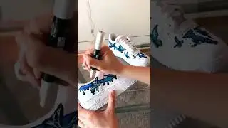 Nike Air Force 1 Shoes in white #Customized in butterfly art + blue drip swoosh