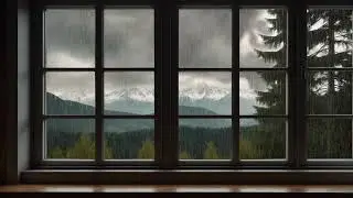 Gazing at the Rain &ndash; Serene Window View with Distant Mountains #tranquil #calm  #relaxingsounds